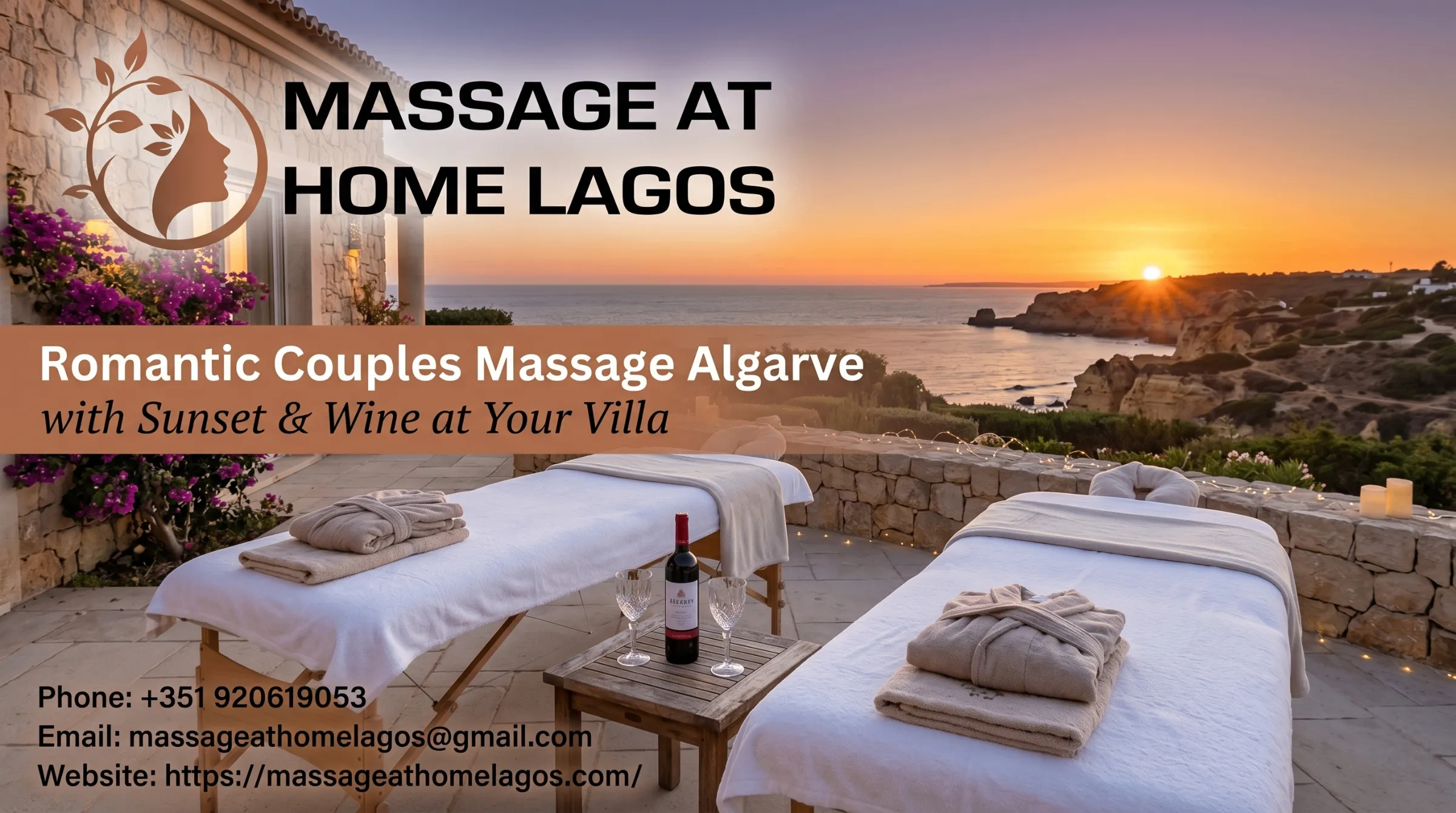 Romantic Couples Massage Algarve with Sunset & Wine at Your Villa