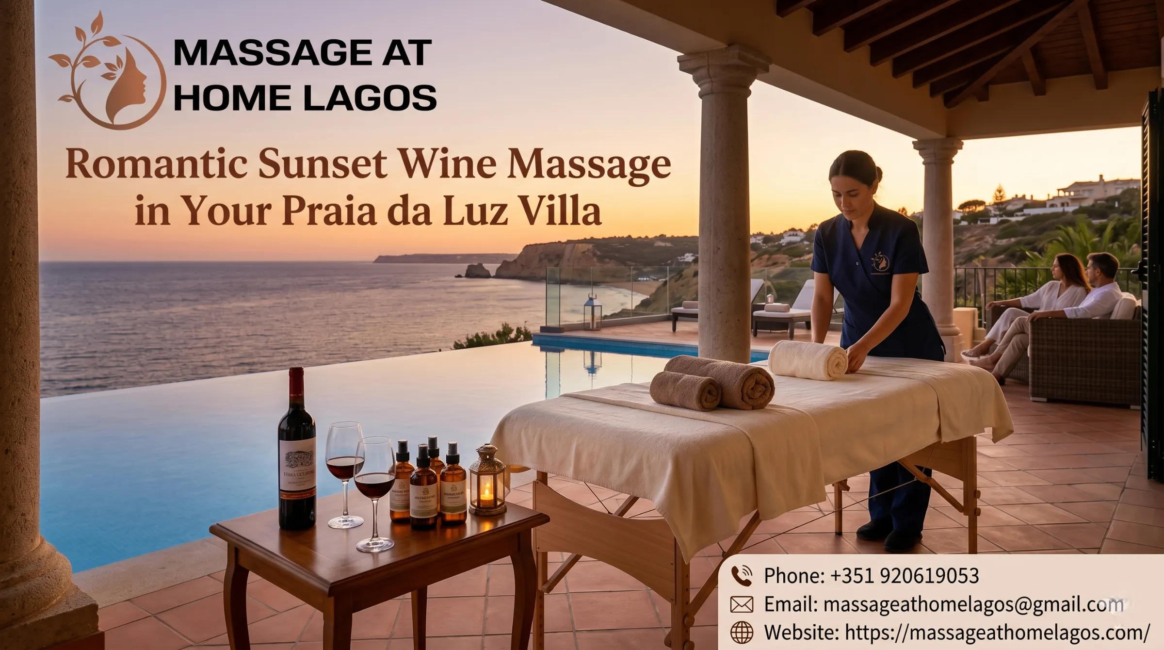 Romantic Sunset Wine Massage in Your Praia da Luz Villa