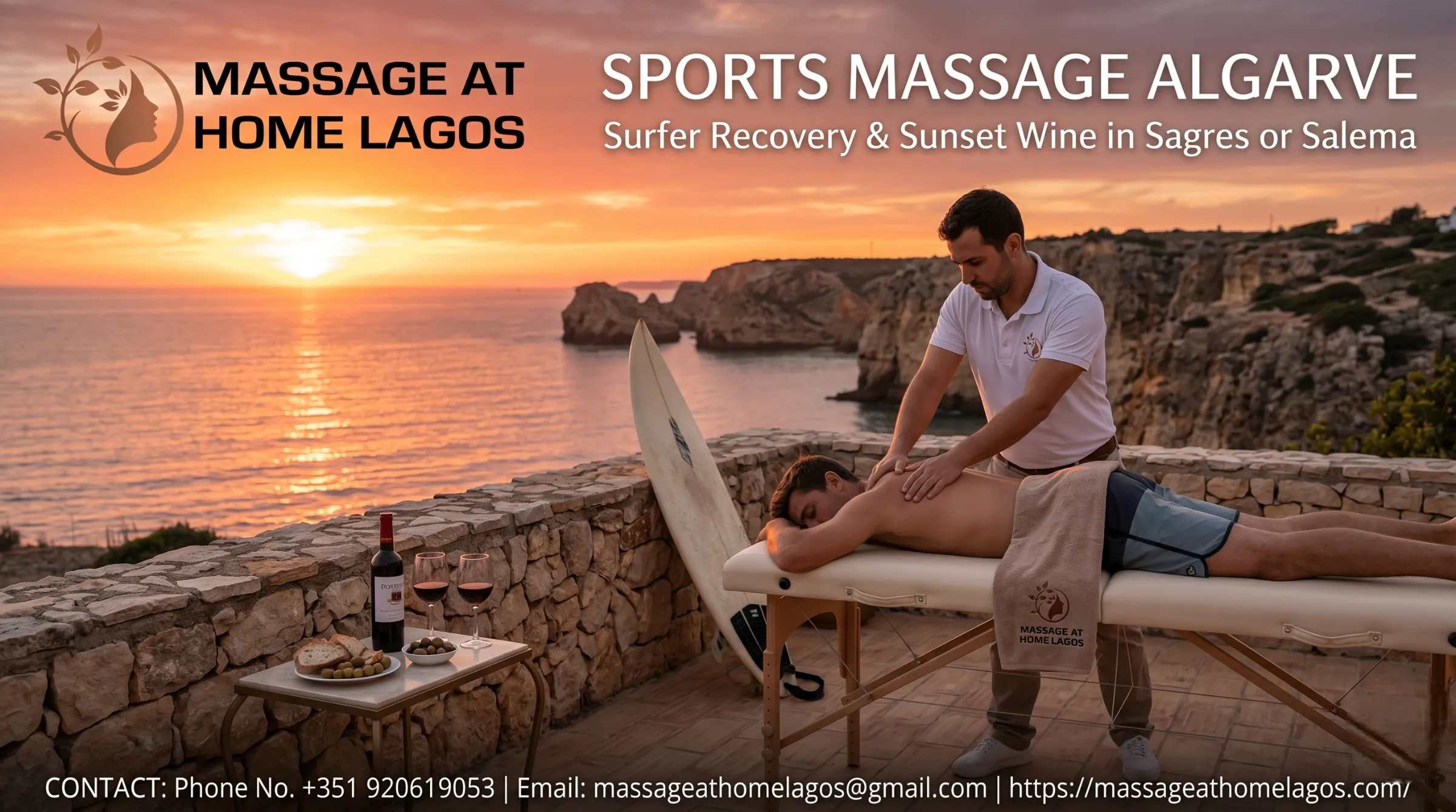 Sports Massage Algarve: Surfer Recovery & Sunset Wine in Sagres or Salema