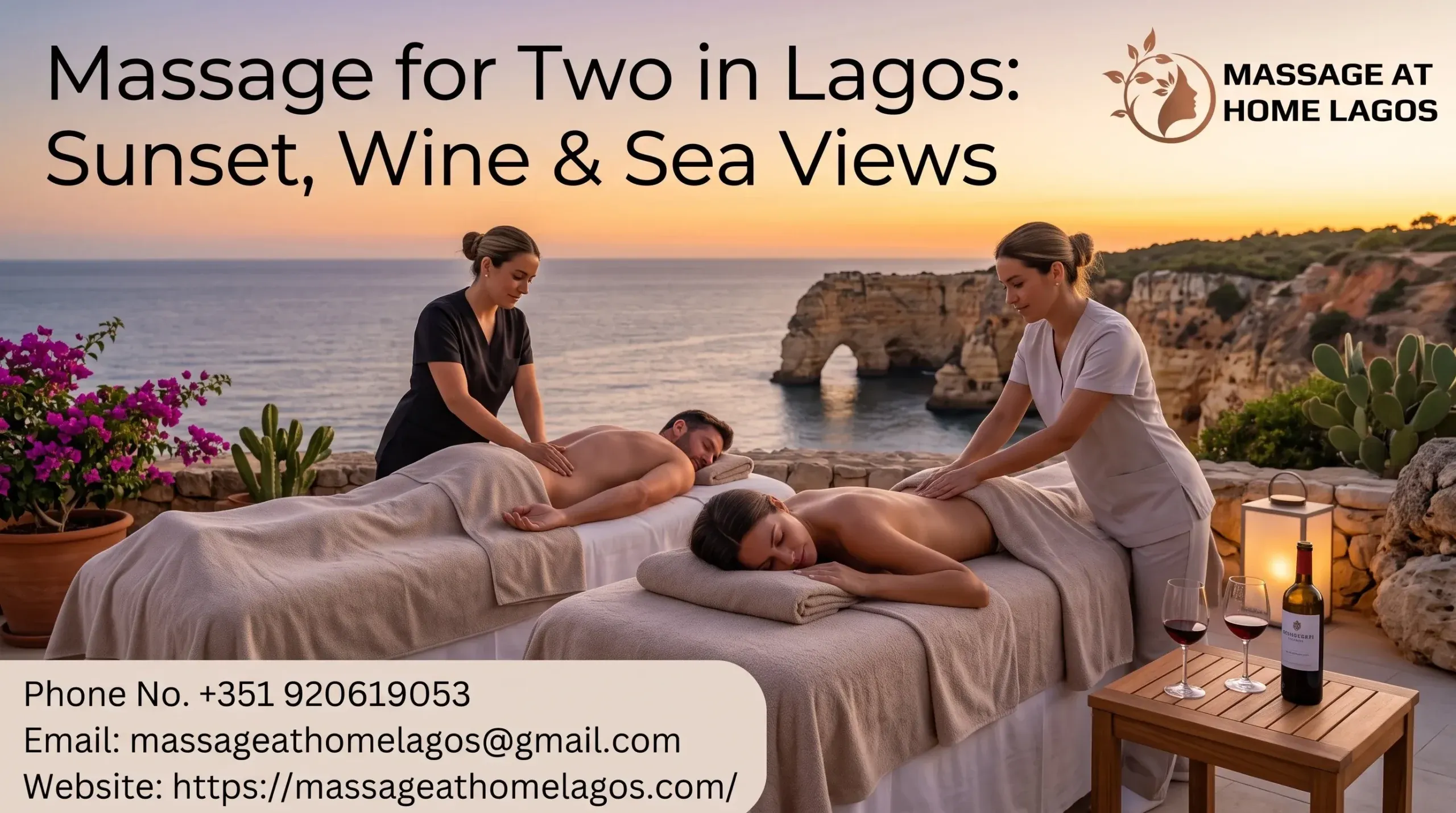 Massage for Two in Lagos: Sunset, Wine & Sea Views